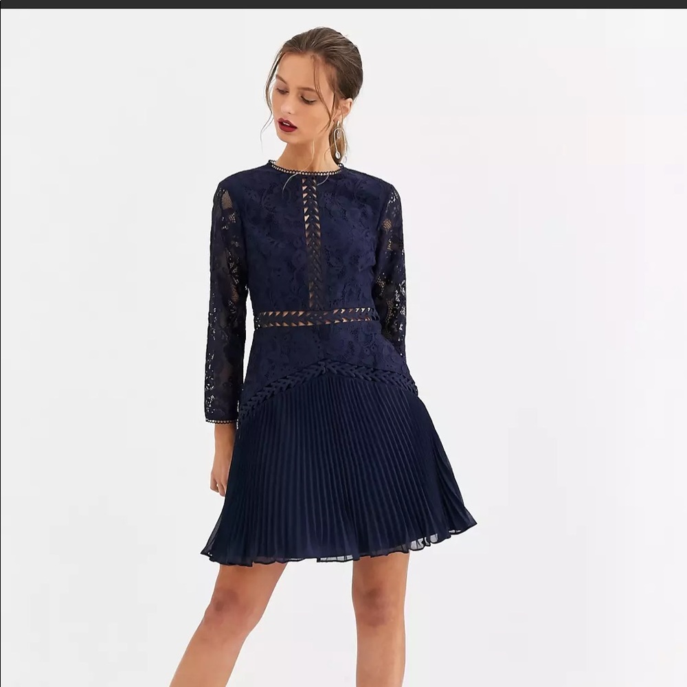 Lace mini dress navy ASOS